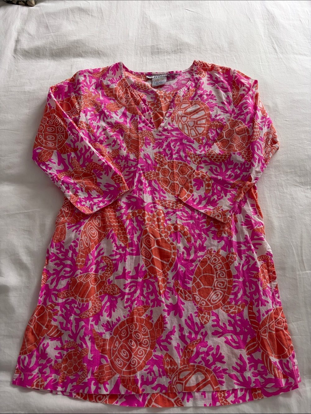 Gretchen Scott Designs Pink & Orange Turtle Print Tunic Cover Up